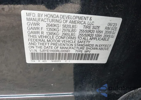 2024 Acura Mdx A-Spec из США, поврежденный, VIN 5J8YE1H00RL000981